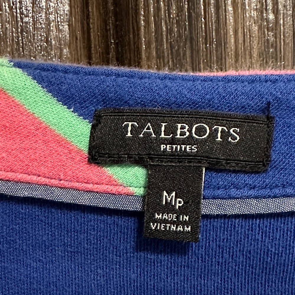 Talbots Vibrant Blue Dress with Pink and Green Details